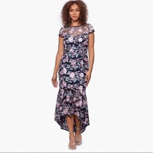 Embroidered High-Low Midi Dress